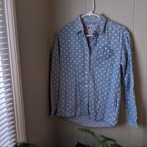 Vintage Polka Dot Chambray Button Down